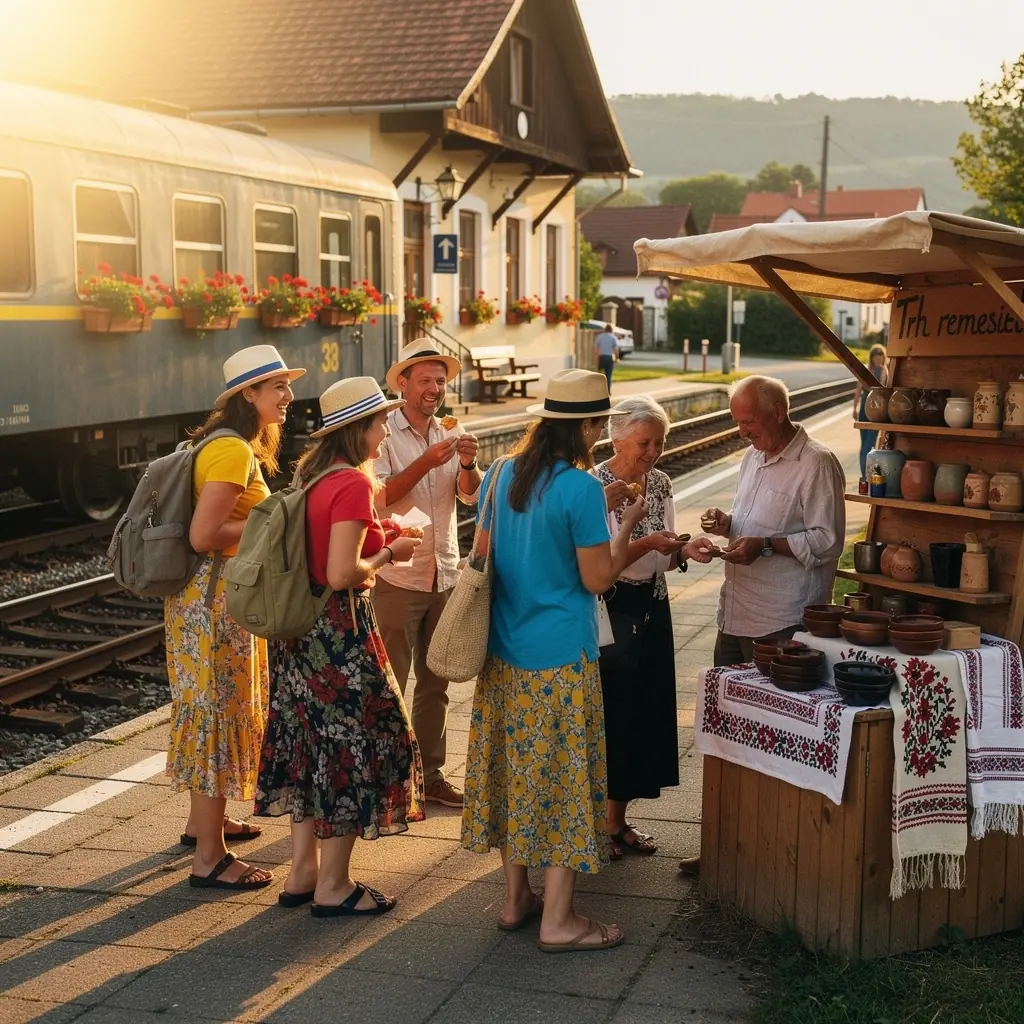 A map highlighting the scenic train routes throughout Slovakia, showcasing various travel itineraries.